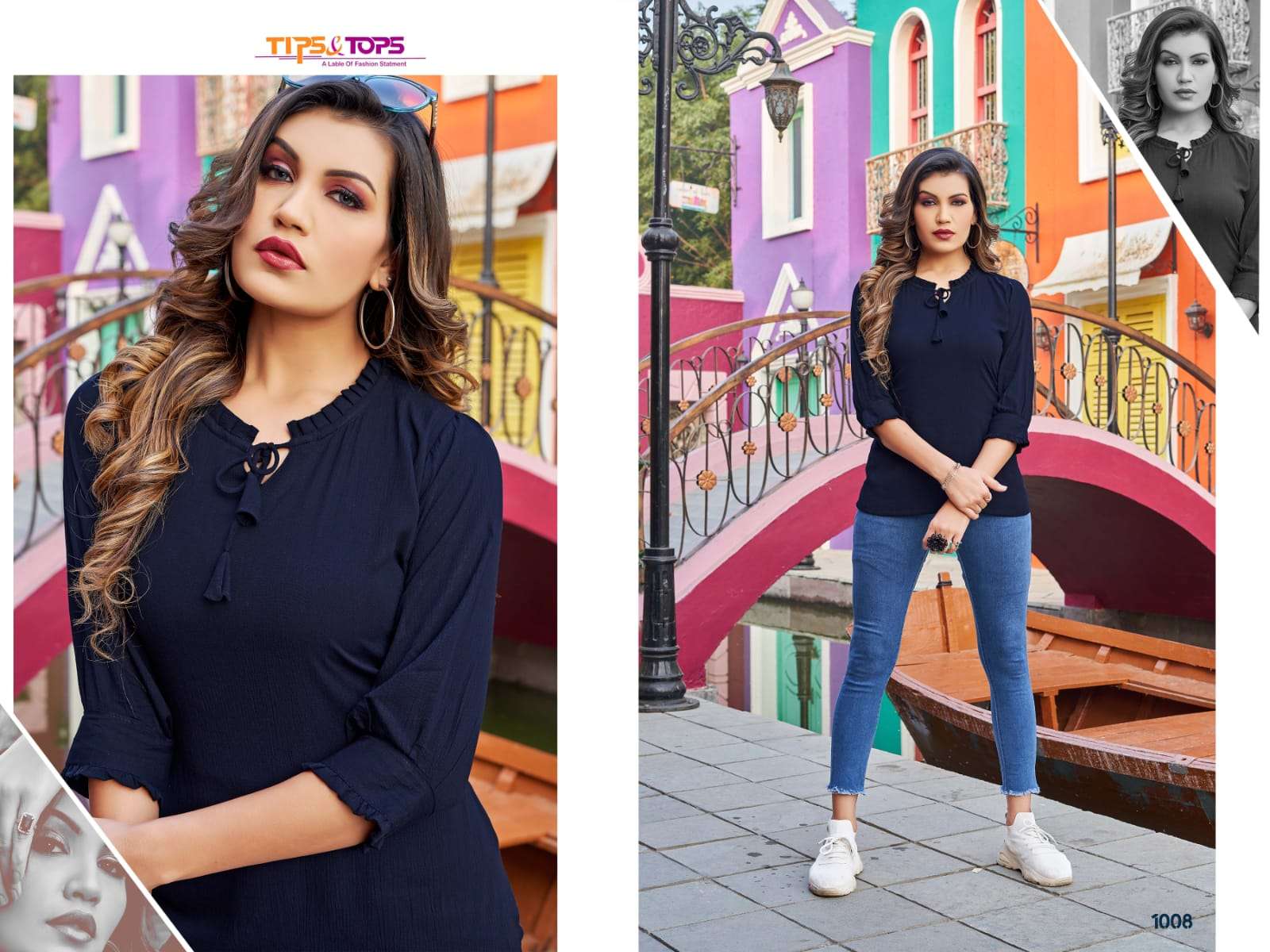 Tips & Tops-Pepe Tops Vol 05-Reyon-Wrinkle-Embroidery-Work-Fancy-Short-Top-1008